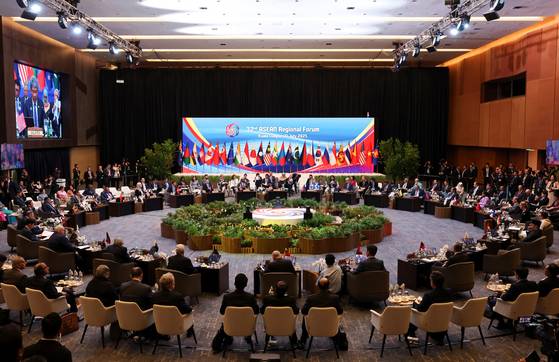 11일(현지시간) 말레이시아 쿠알라룸푸르에서 열린 32차 아세안지역안보포럼(ARF) 회의. 로이터=연합뉴스