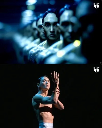 지난 3일 경기 부천아트센터 콘서트홀에서 열린 제29회 부천국제판타스틱영화제(BIFAN) 개막식에서 무용수 촤호종이 개막 공연 ‘AI 묵시록’을 선보이고 있다. BIFAN 생중계 캡처