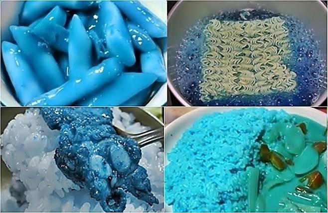 식욕감퇴를 일으키는 파란색 음식 [사진출처=온라인커뮤니티/ 편집]