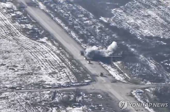 러시아군이 제공한 드론 촬영 영상 [EPA=연합뉴스 자료사진. 재판매 및 DB 금지]