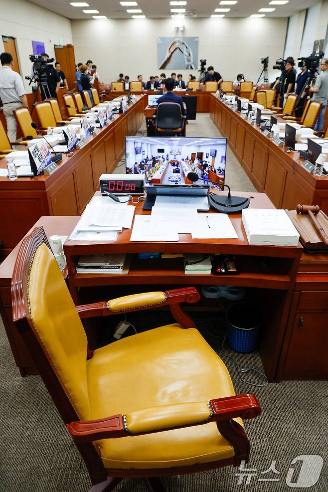 14일 오전 서울 여의도 국회 과학기술정보방송통신위원회에서 배경훈 과학기술정보통신부 장관 후보자 인사청문회가 파행되고 있다. 2025.7.14/뉴스1 ⓒ News1 안은나 기자