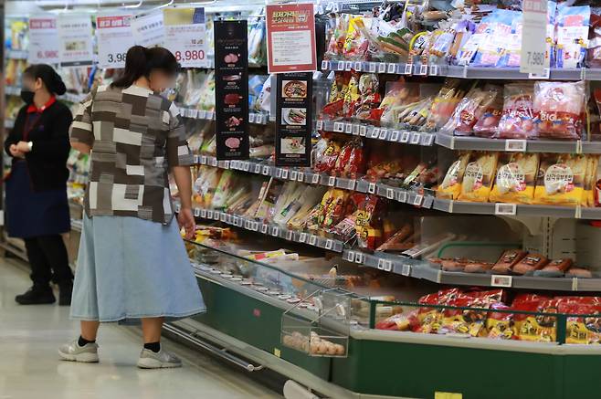 서울의 한 대형 마트를 찾은 시민들이 장을 보고 있다. /뉴스1