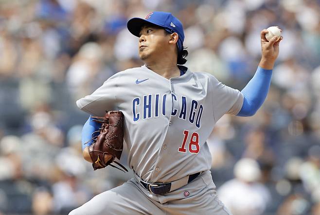 <yonhap photo-2416="">14일(한국시간) 양키스 원정에서 시즌 6승째를 따낸 이마나가 쇼타의 투구 모습. [AFP=연합뉴스]</yonhap>