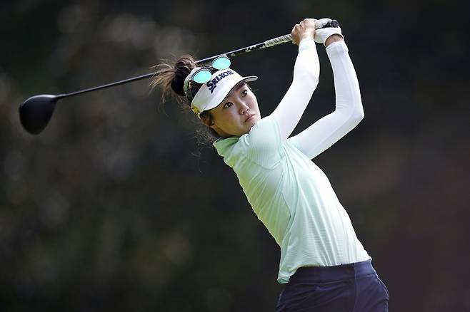 <yonhap photo-0201=""> Grace Kim, of Australia, plays on the 4th hole on her way to win the Evian Championship women's golf tournament, in Evian, eastern France, Sunday, July 13, 2025. (AP Photo/Laurent Cipriani)/2025-07-14 00:53:05/ <저작권자 ⓒ 1980-2025 ㈜연합뉴스. 무단 전재 재배포 금지, AI 학습 및 활용 금지></yonhap>