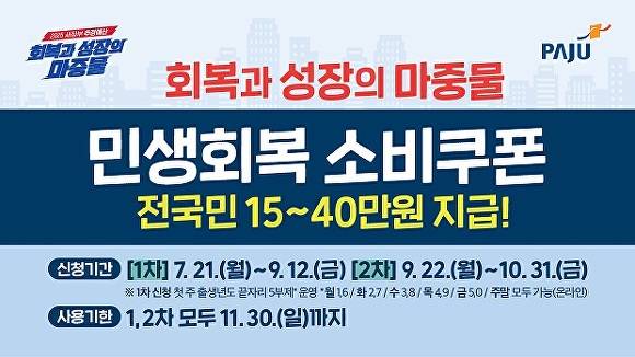 민생회복 소비쿠폰 안내문. [사진=파주시]