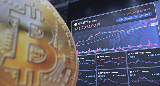 비트코인, 어디까지 갈까… : 미국 의회에서 스테이블코인 규제 법안 등 3개의 가상자산 법안을 다루는 ‘크립토 위크’에 대한 기대감으로 비트코인, 이더리움 등 가상자산 대장주들이 연일 사상 최고가를 경신하고 있는 가운데 14일 오전 서울 강남구 빗썸라운지 전광판에 비트코인 실시간 가격이 표시되고 있다. 백동현 기자