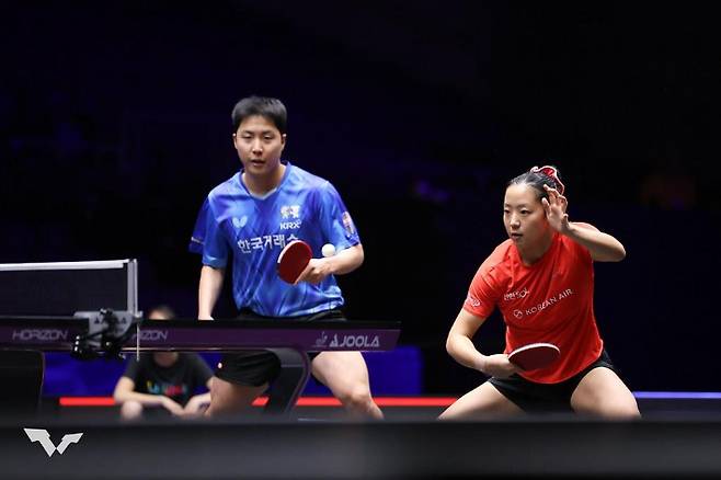 3주 연속 국제 대회 우승이 무산된 혼합 복식 임종훈과 신유빈. WTT 인스타그램 캡처
