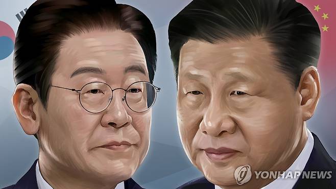 이재명 대한민국 대통령 - 시진핑 중국 국가주석 (PG) [김선영 제작] 일러스트