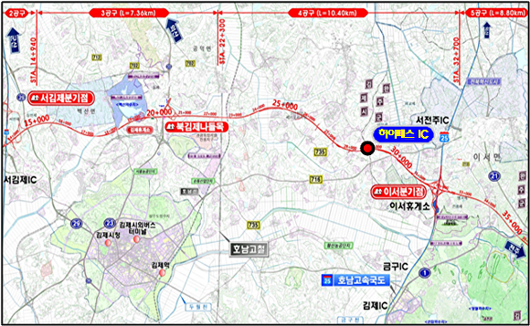 하이패스 IC 설치 위치도. 김제시 제공