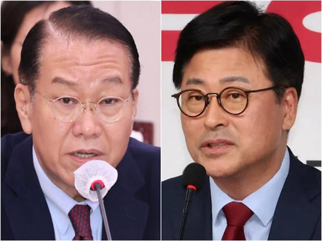 국민의힘 권영세 전 비상대책위원장, 김종혁 전 최고위원. (사진=연합뉴스)