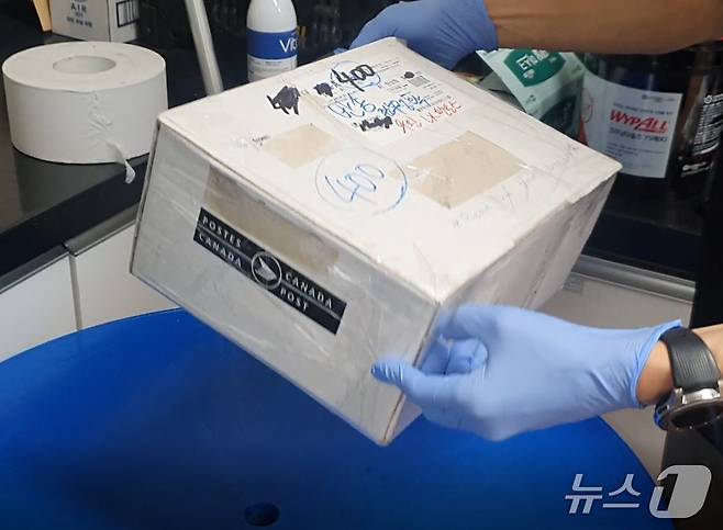 압수한 국제택배. 2025.07.15/뉴스1(서울청 마약범죄수사대 제공)