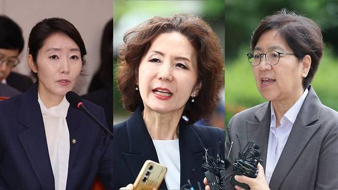 왼쪽부터 강선우 여성가족부·이진숙 교육부·정은경 보건복지부 장관 후보자 ⓒ연합뉴스