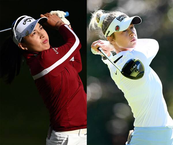 2025년 미국여자프로골프(LPGA) 투어 메이저 골프대회 아문디 에비앙 챔피언십 연장전 끝에 준우승한 지노 티띠꾼(태국). 그리고 세계랭킹 1위 넬리 코다(미국). 사진제공=MILLEREAU Philippe_아문디 에비앙 챔피언십 2025