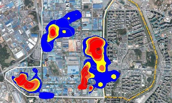 지하수에서 1급 발암물질인 트리클로로에틸렌(TCE)과 테트라클로로에틸렌(PCE)이 검출된 광주 하남산단 지역. 하남산단 지하수토양오염조사 용역 결과보고서 갈무리