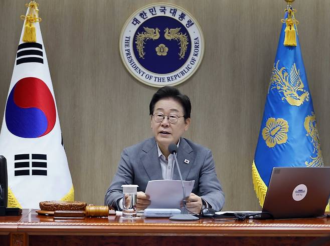 이재명 대통령이 15일 서울 용산 대통령실 청사에서 열린 국무회의에서 발언하고 있다. 대통령실사진기자단