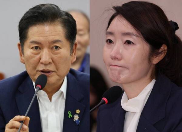 정청래 더불어민주당 의원. 강선우 여성가족부 장관 후보자. 연합뉴스