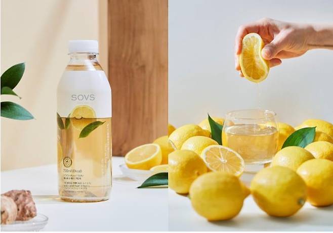 < (왼쪽) 소브스 바나바&레몬, (오른쪽) 바나바&레몬 원료 이미지 >