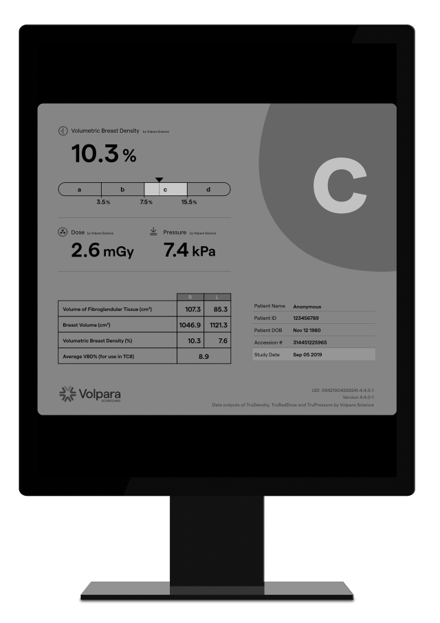 볼파라 덴시티를 이용해 측정한 유방 치밀도 결과가 볼파라 스코어보드에 나타나 있다. 사진제공=루닛