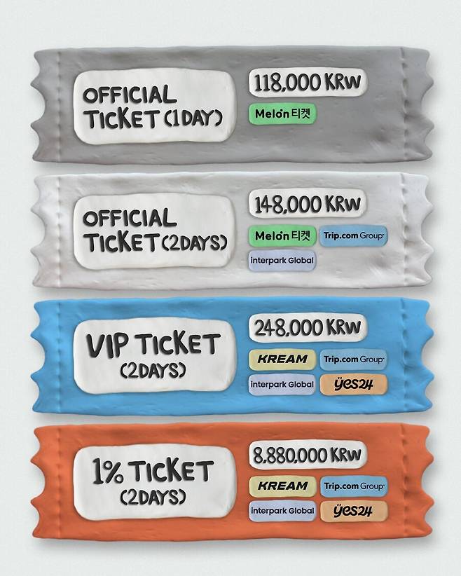 ▲ '매들리 매들리' 티켓 가격. 출처| '매들리 매들리' SNS