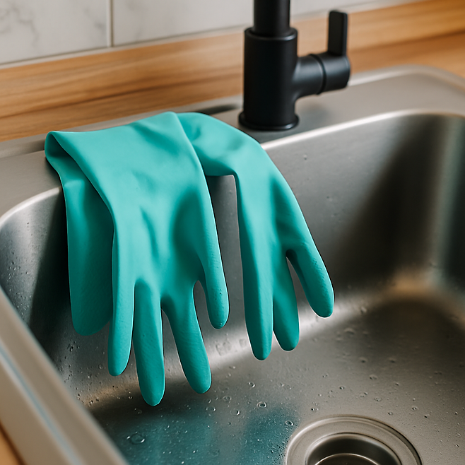 싱크대에 놓여있는 고무장갑