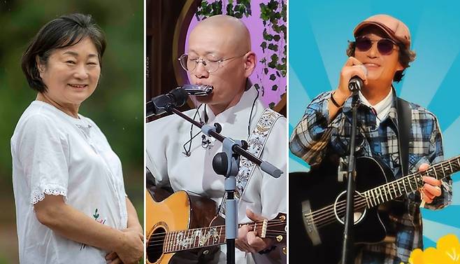 사진 왼쪽부터 송미령 시인, 수안 스님, 가수 정상록
