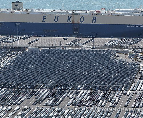 현대차 울산공장 수출 선적 부두 [울산=연합뉴스]