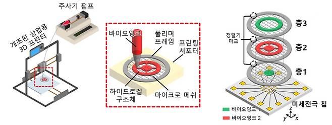 적층형 바이오프린팅 기술과 미세전극 칩의 통합 과정. KAIST