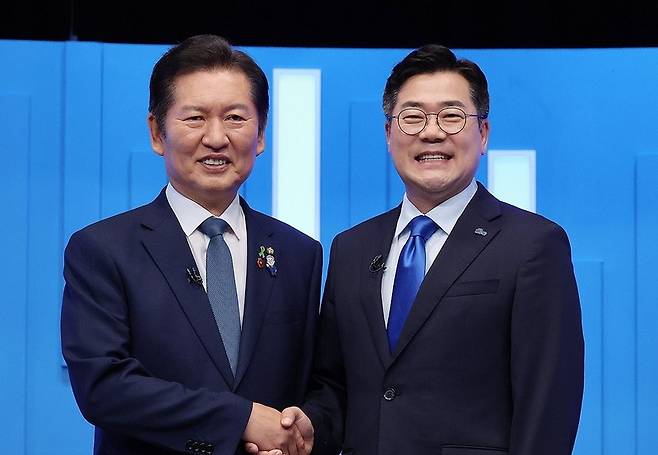 민주당 정청래-박찬대 당대표 후보 / 사진=연합뉴스