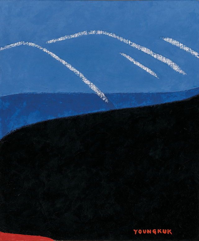 유영국 Yoo YoungKuk 1916 - 2002, 산, oil on canvas, 72.7×60.6cm , 1994년작.  케이옥션 제공