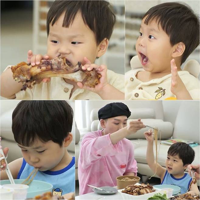 [서울=뉴시스] 전 펜싱 국가대표 선수 김준호 둘째 정우가 오는 16일 방송하는 KBS 2TV 예능 프로그램 '슈퍼맨이 돌아왔다'에서는 생애 처음으로 족발을 먹는다. (사진=KBS 2TV  '슈퍼맨이 돌아왔다' 제공 ) 2025.07.15. photo@newsis.com *재판매 및 DB 금지