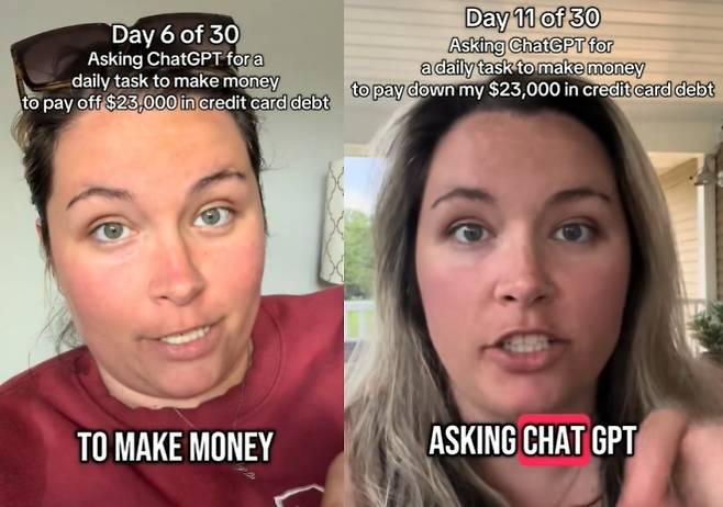 인공지능(AI)을 활용해 신용카드 빚을 갚았다고 밝힌 제니퍼 앨런. 틱톡 캡처