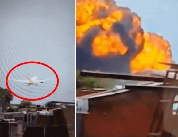 2025년 6월 12일 242명을 태운 에어인디아 여객기가 12일(현지시간) 인도 서부 구자라트주 아마다바드 공항 근처에서 추락했다. 사고 당시 모습. 엑스 캡처