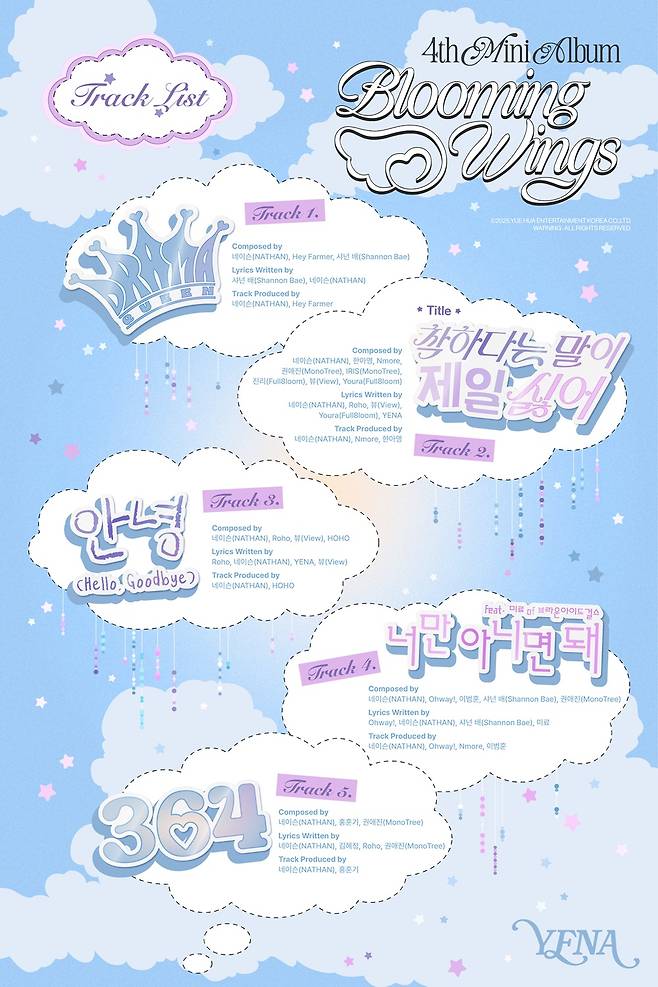 가장 예나다운 모습! 최예나, 사랑과 성장 담은 미니 4집 'Blooming Wings' 트랙리스트 공개