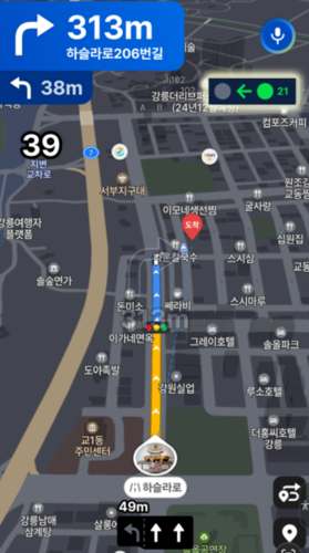 강릉시가 실시 중인 '실시간 신호정보 내비게이션 제공 서비스' (강릉시 제공)