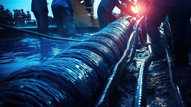 해저 케이블을 설치하는 모습. 게티이미지뱅크