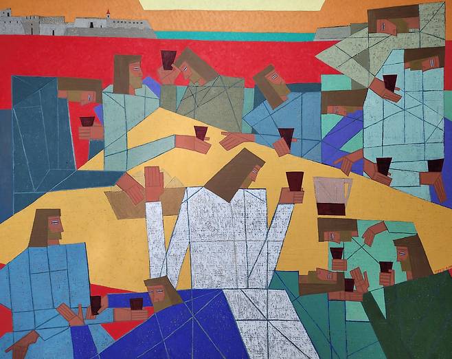 이도선, OH. Jesus! 마지막 만찬(The Last Supper), 163x130cm, mixed media on canvas, 2023