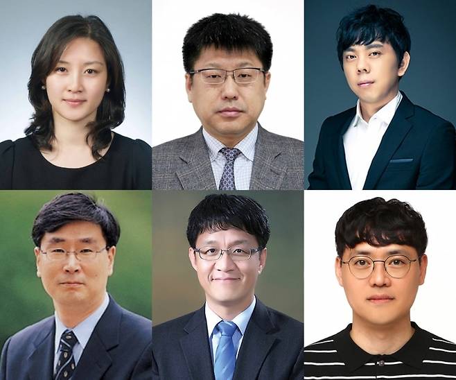 단국대학교는 한국과학기술단체총연합회가 주최한 '2025년도 제35회 과학기술우수논문상'에서 간호대학 간호학과 김미옥 교수 등 총 6명이 수상을 영예를 차지했다고 17일 밝혔다.(사진 첫째 줄 왼쪽부터 김미옥.노상철.송영석.지성철.최종무.한규동 교수 등 6명).단국대학교 제공