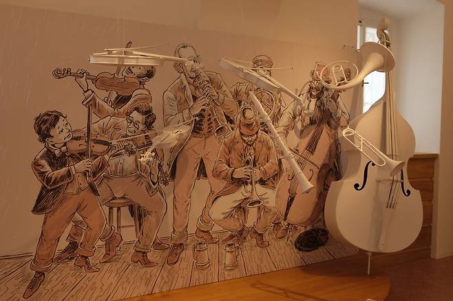 드보르자크 생가 내부 모습. 그가 유년기에 바이올린을 연주한 선술집을 그린 회화가 전시돼 있다. 중부 보헤미아 관광청 제공