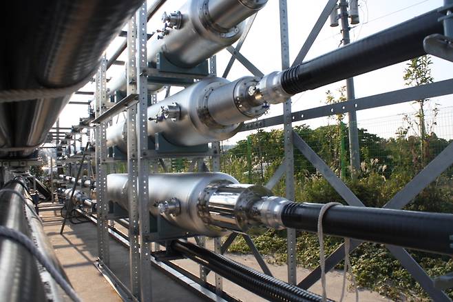 제주 초전도센터에 설치된 초전도 케이블 모습.  한국전력공사