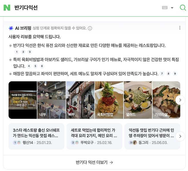 플레이스 AI 브리핑 모습. [네이버 제공]