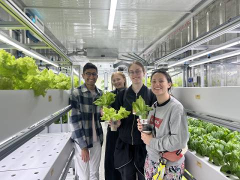 외국인들이 ‘도시농사꾼’ 냉동 컨테이너에 들어와 체험을 하고 있다 .