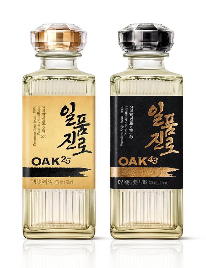 일품진로 오크25, 오크43 리뉴얼 제품 이미지.(하이트진로 제공)