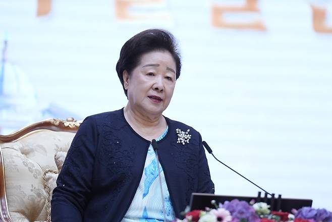 세계평화통일가정연합 한학자 총재의 모습./뉴스1