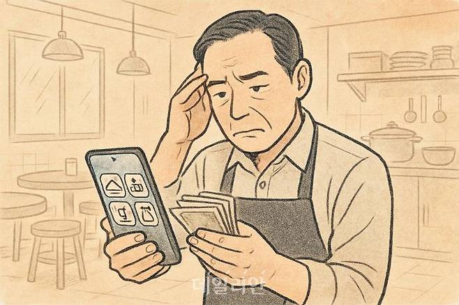 최근 수익성이 악화돼 폐업하는 자영업자 수가 증가하고 있는 가운데, 그 이유 중 하나로 과도한 배달 수수료가 지목되고 있다. ⓒ데일리안 AI 이미지 삽화