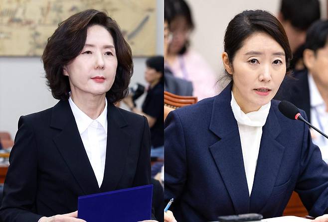 이진숙 부총리 겸 교육부 장관 후보자(왼쪽)와 강선우 여성가족부 장관 후보자. 뉴스1