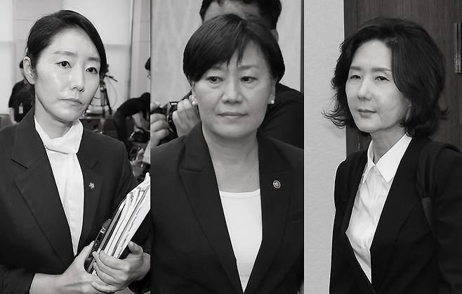 강선우 여성가족부 장관 후보자, 송미령 농림축산식품부 장관, 이진숙 교육부장관 후보자. 연합뉴스