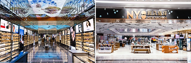 그랜드 리스보아 팰리스의 쇼핑몰. (좌) cdf 마카오 그랜드 리스보아 팰리스 숍, (우) NY8 뉴 야오한/사진=조형주 여행+ PD