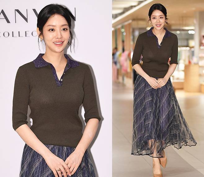 차주영이 우아한 페미닌룩으로 런웨이 같은 포토콜 현장을 수놓았다. 사진=천정환 기자