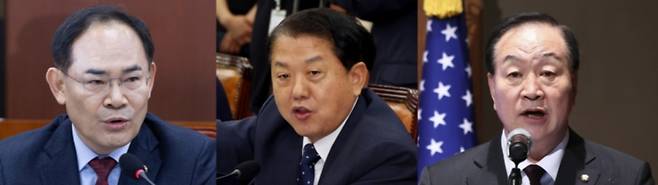 왼쪽부터 임종득 국민의힘 의원, 김병주 더불어민주당 의원, 한기호 국민의힘 의원. 임 의원과 김 의원은 각각 육군사관학교 42기와 40기다. 한 의원은 육사 31기 출신이다. / 사진=뉴스1·뉴시스