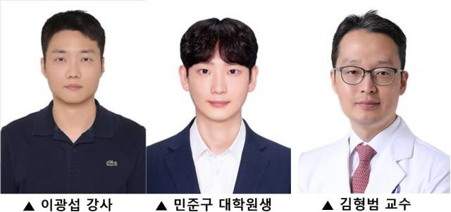 연세대 의과대학 약리학교실 이광섭(왼쪽부터) 강사, 민준구 대학원생, 김형범 교수. 사진 제공=세브란스병원